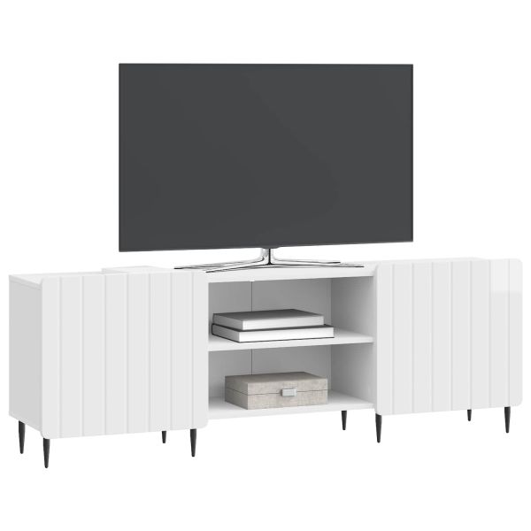 ТВ шкаф Бял гланц 150 x 31 x 52 см Инженерна дървесина