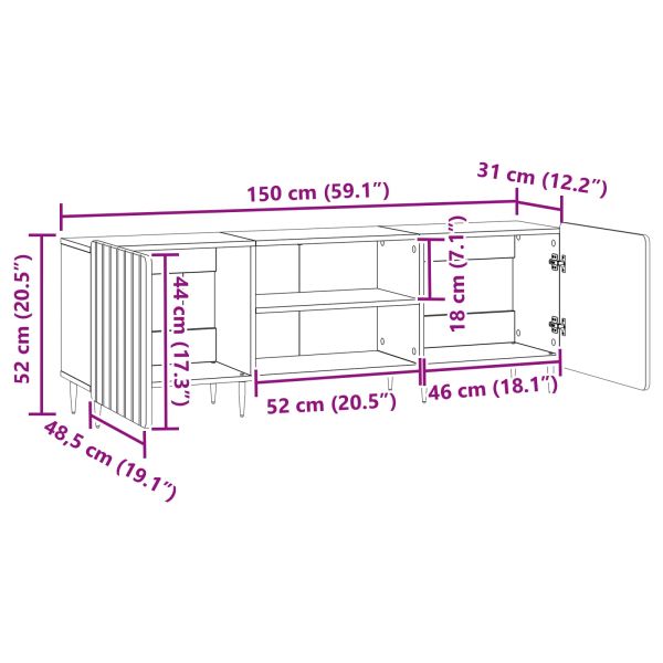 ТВ шкаф Опушен дъб 150 x 31 x 52 см Инженерна дървесина