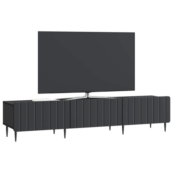 ТВ шкаф с чекмедже Черно 147 x 34,5 x 32 см Инженерна дървесина