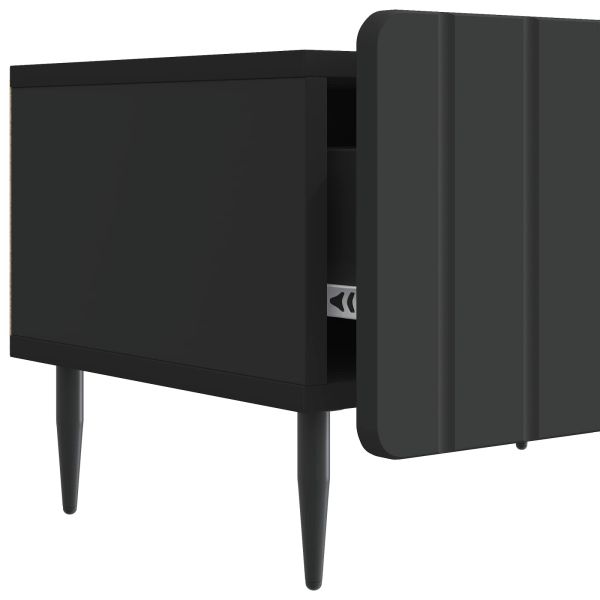 ТВ шкаф с чекмедже Черно 147 x 34,5 x 32 см Инженерна дървесина