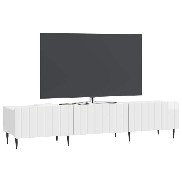ТВ шкаф Бял гланц 147 x 34,5 x 32 см Инженерна дървесина