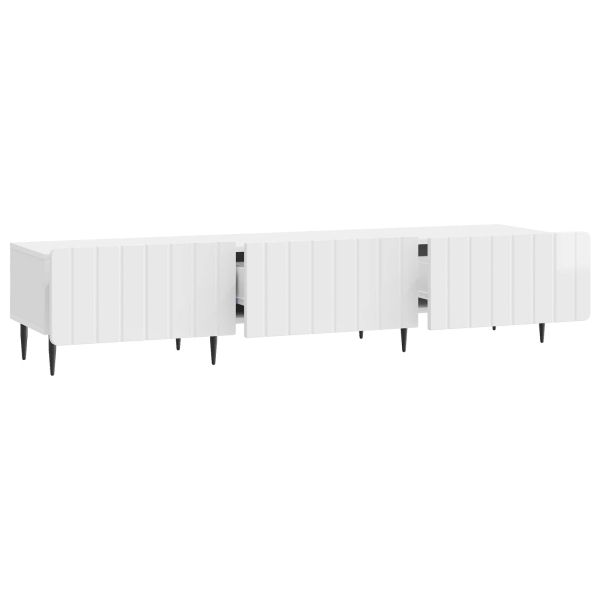ТВ шкаф Бял гланц 147 x 34,5 x 32 см Инженерна дървесина