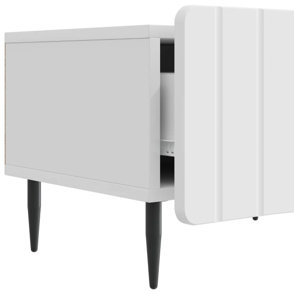 ТВ шкаф Бял гланц 147 x 34,5 x 32 см Инженерна дървесина
