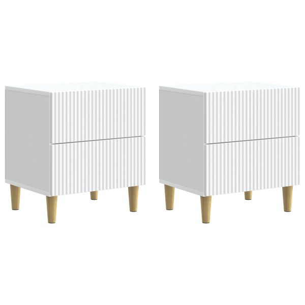 Нощен шкаф 2 pcs Бяло 43 x 34,5 x 48 см Инженерна дървесина