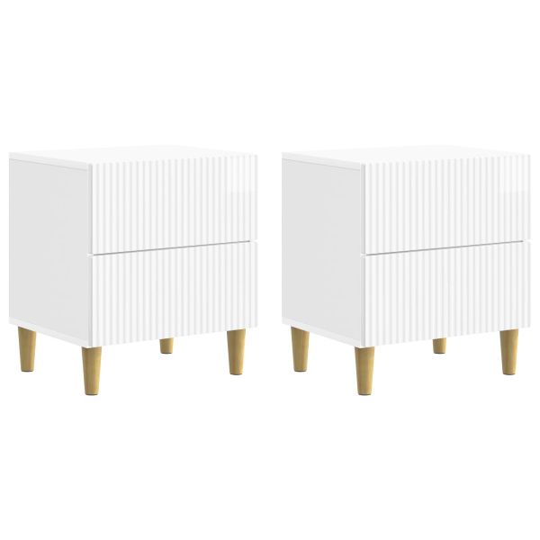 Нощен шкаф с чекмедже 2 pcs Бял гланц 43 x 34,5 x 48 см