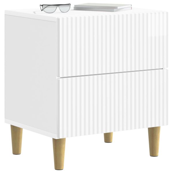Нощен шкаф с чекмедже 2 pcs Бял гланц 43 x 34,5 x 48 см