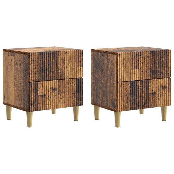 Нощен шкаф с чекмедже 2 pcs Старо дърво 43 x 34,5 x 48 см