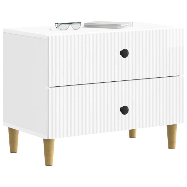 Нощен шкаф Бял гланц 62 x 34,5 x 48 см Инженерна дървесина