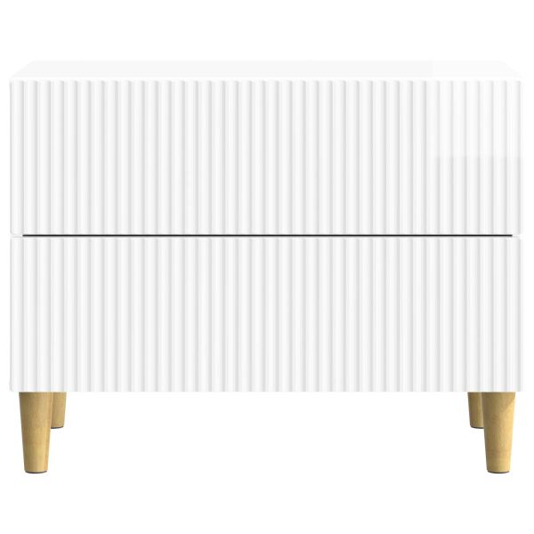 Нощен шкаф Бял гланц 62 x 34,5 x 48 см Инженерна дървесина