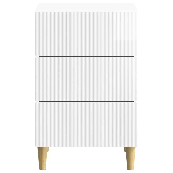 Нощен шкаф Бял гланц 43 x 41 x 66,5 см Инженерна дървесина