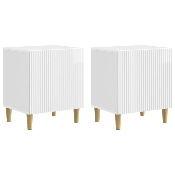 Нощен шкаф 2 pcs Бял гланц 43 x 34,5 x 50 см