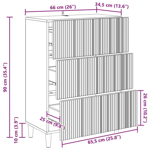 Чекмеджетен шкаф Опушен дъб 66 x 34,5 x 90 см