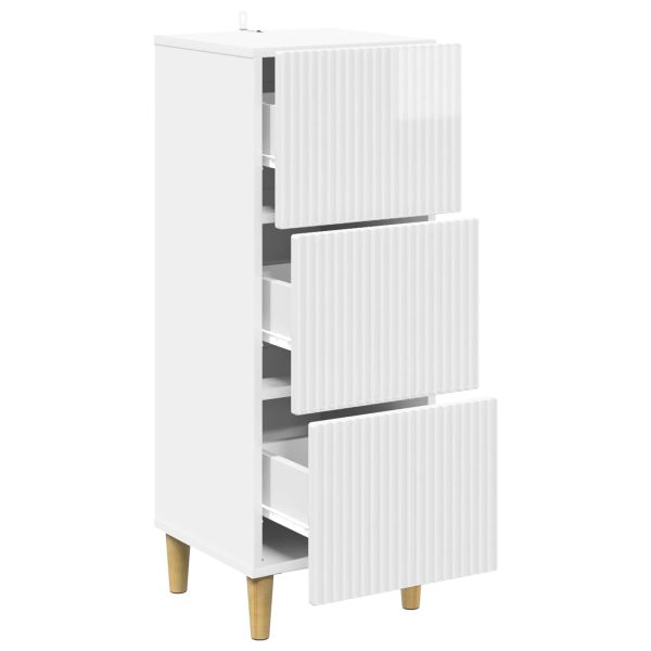 Чекмеджетен шкаф Бял гланц 33 x 34,5 x 90 см
