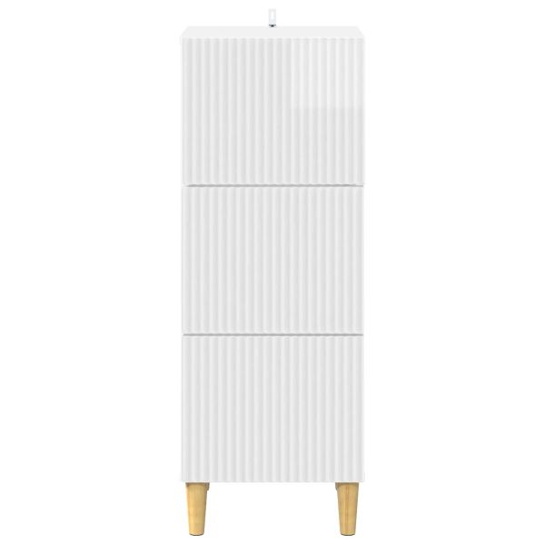 Чекмеджетен шкаф Бял гланц 33 x 34,5 x 90 см