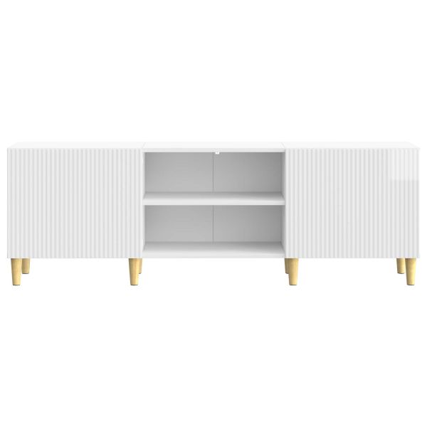 ТВ шкаф Бял гланц 150 x 31 x 50 см Инженерна дървесина