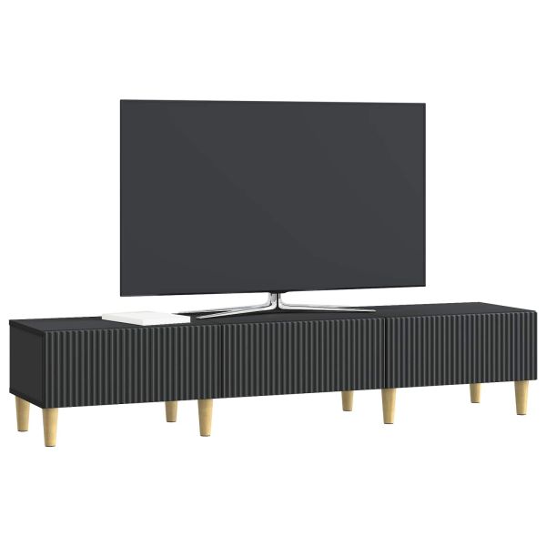 ТВ шкаф с чекмедже Черно 147 x 34,5 x 30 см Инженерна дървесина
