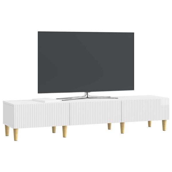 ТВ шкаф Бял гланц 147 x 34,5 x 30 см Инженерна дървесина