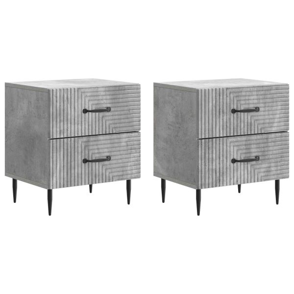 Нощен шкаф с чекмедже 2 pcs Бетонно сиво 43 x 34,5 x 47,5 см