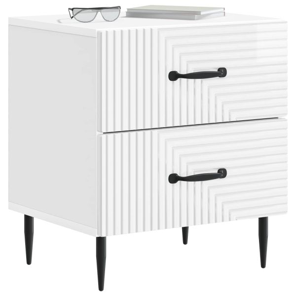 Нощен шкаф с чекмедже 2 pcs Бял гланц 43 x 34,5 x 47,5 см