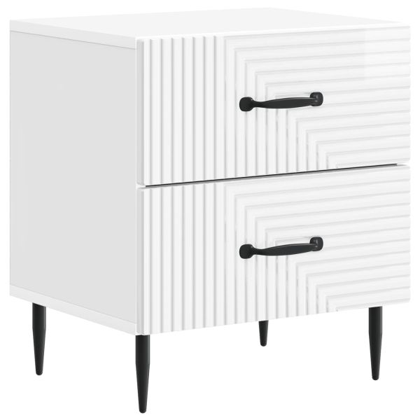 Нощен шкаф с чекмедже 2 pcs Бял гланц 43 x 34,5 x 47,5 см