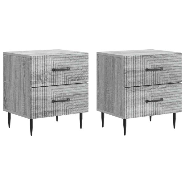 Нощен шкаф с чекмедже 2 pcs Сива сонома 43 x 34,5 x 47,5 см