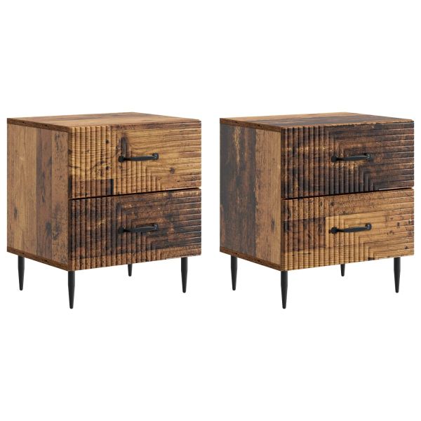 Нощен шкаф с чекмедже 2 pcs Старо дърво 43 x 34,5 x 47,5 см