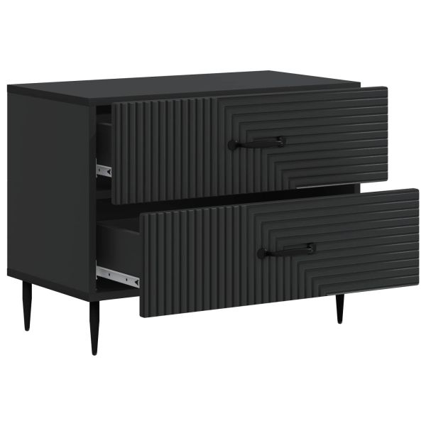 Нощен шкаф Черно 62 x 34,5 x 47,5 см Инженерна дървесина