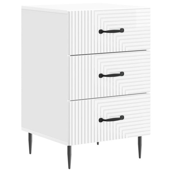 Нощен шкаф Бял гланц 43 x 41 x 66,5 см Инженерна дървесина