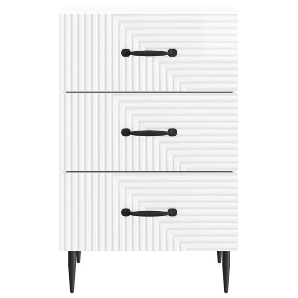 Нощен шкаф Бял гланц 43 x 41 x 66,5 см Инженерна дървесина