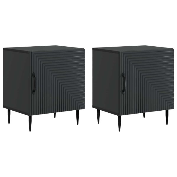 Нощен шкаф 2 pcs Черно 43 x 34,5 x 50 см Инженерна дървесина