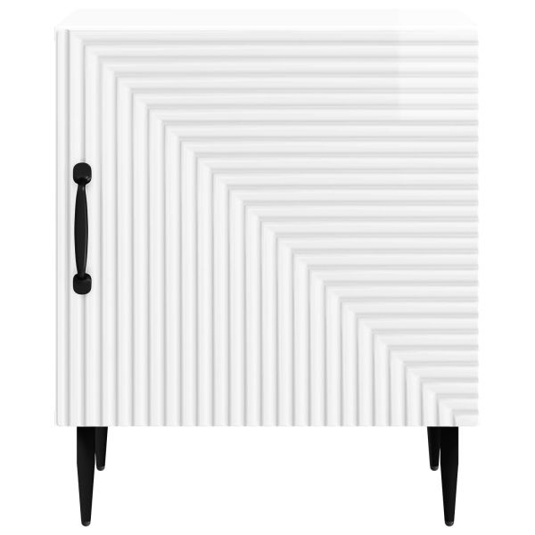 Нощен шкаф Бял гланц 43 x 34,5 x 50 см Инженерна дървесина