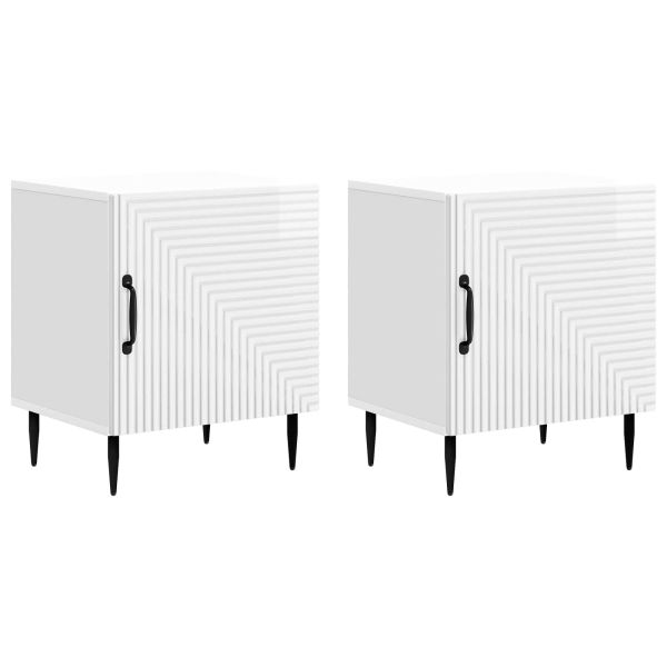 Нощен шкаф 2 pcs Бял гланц 43 x 34,5 x 50 см