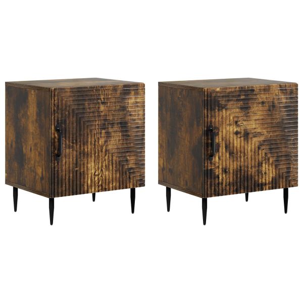 Нощен шкаф 2 pcs Опушен дъб 43 x 34,5 x 50 см