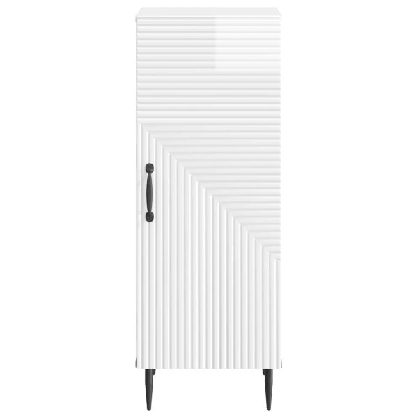 Служебен шкаф Бял гланц 33 x 34,5 x 89,5 см Инженерна дървесина
