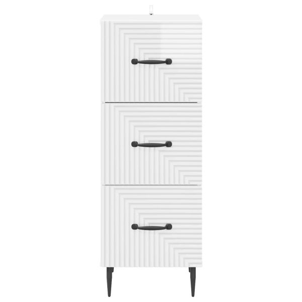 Чекмеджетен шкаф Бял гланц 33 x 34,5 x 89,5 см