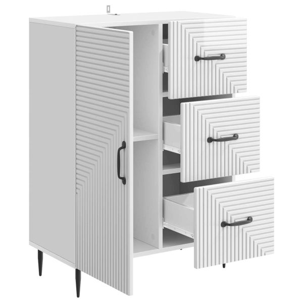 Служебен шкаф Бял гланц 66 x 34,5 x 89,5 см Инженерна дървесина