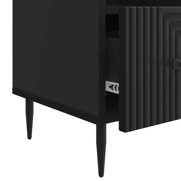 ТВ шкаф с чекмедже Черно 102 x 34,5 x 50 см Инженерна дървесина
