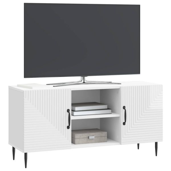 ТВ шкаф Бял гланц 102 x 34,5 x 50 см Инженерна дървесина