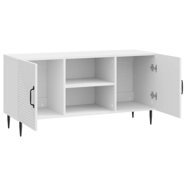 ТВ шкаф Бял гланц 102 x 34,5 x 50 см Инженерна дървесина