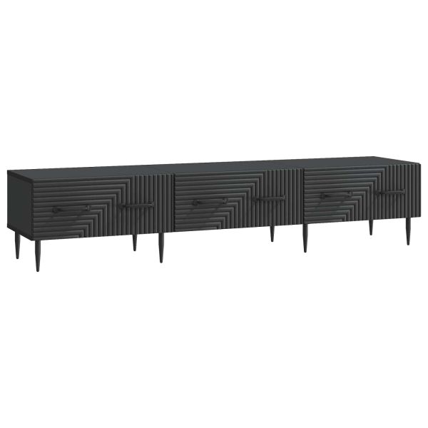 ТВ шкаф с чекмедже Черно 147 x 34,5 x 30 см Инженерна дървесина