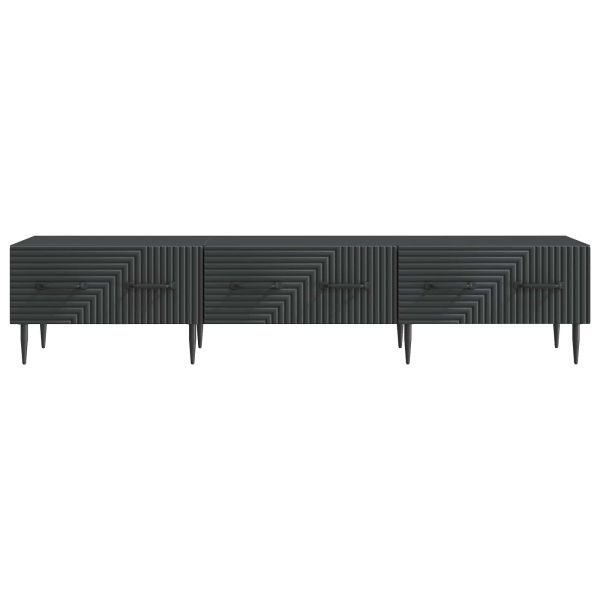ТВ шкаф с чекмедже Черно 147 x 34,5 x 30 см Инженерна дървесина