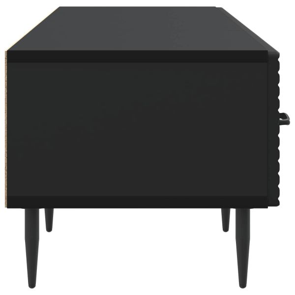 ТВ шкаф с чекмедже Черно 147 x 34,5 x 30 см Инженерна дървесина