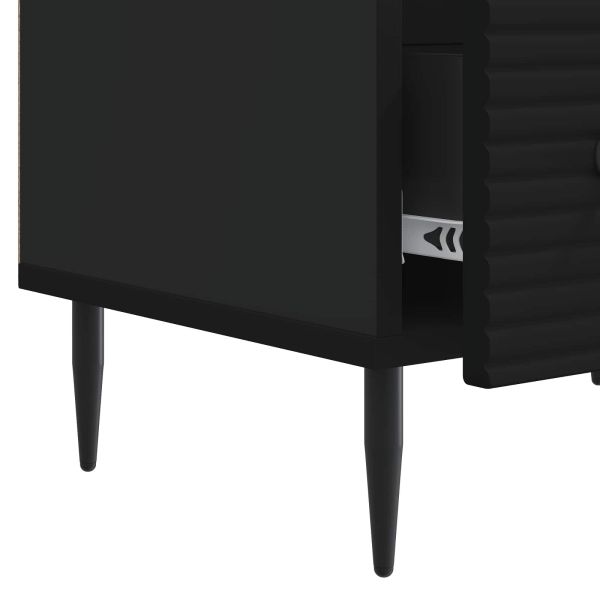 ТВ шкаф с чекмедже Черно 147 x 34,5 x 30 см Инженерна дървесина