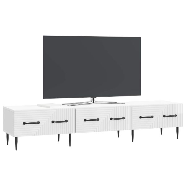 ТВ шкаф Бял гланц 147 x 34,5 x 30 см Инженерна дървесина