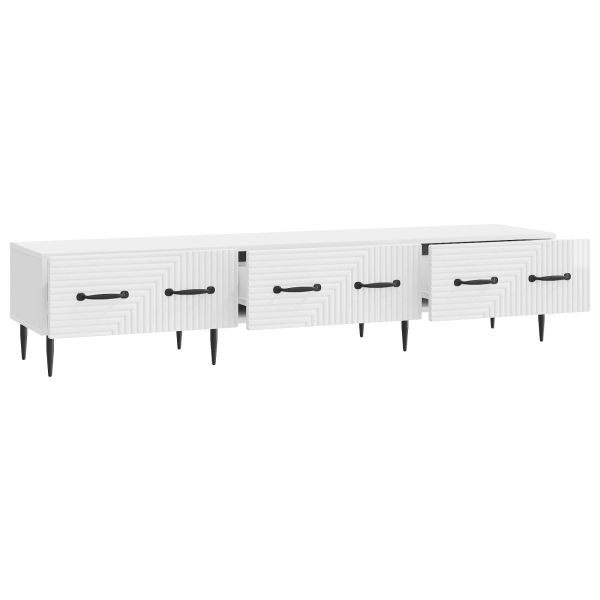 ТВ шкаф Бял гланц 147 x 34,5 x 30 см Инженерна дървесина