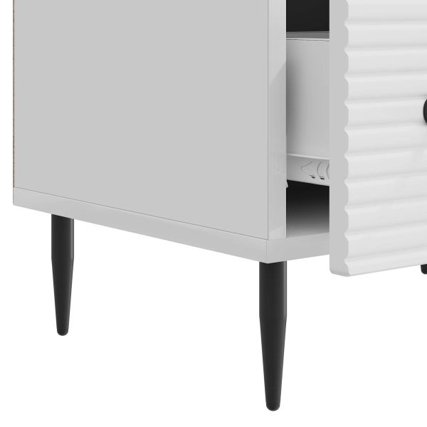 ТВ шкаф Бял гланц 147 x 34,5 x 30 см Инженерна дървесина