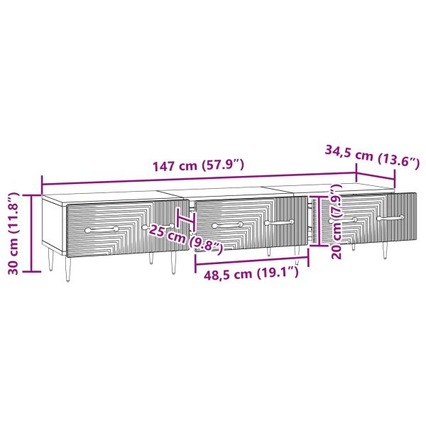 ТВ шкаф Бял гланц 147 x 34,5 x 30 см Инженерна дървесина