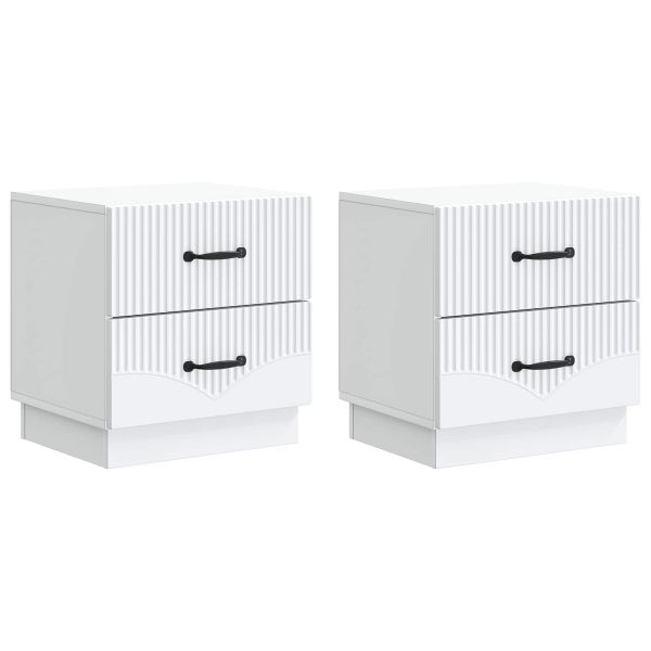 Нощен шкаф 2 pcs Бяло 43 x 34,5 x 44,5 см Инженерна дървесина