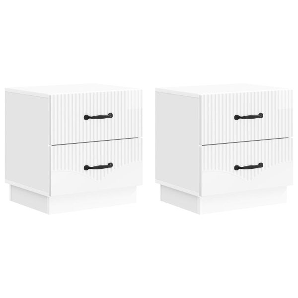 Нощен шкаф с чекмедже 2 pcs Бял гланц 43 x 34,5 x 44,5 см