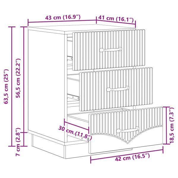 Нощен шкаф Опушен дъб 43 x 41 x 63,5 см Инженерна дървесина